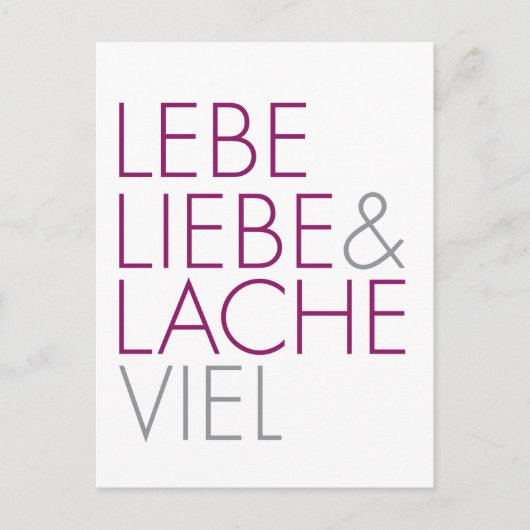 Lebe Liebe & Lache viel Briefkaart (Voorkant)