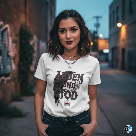 💀 "Leben und Tod" Raven Hourglass Gothic T-shirt