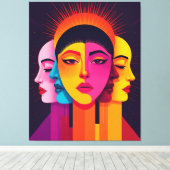 Lebendige abstrakte geometrische Köpfe Canvas Afdruk (Insitu (Houten vloer))