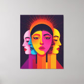 Lebendige abstrakte geometrische Köpfe Canvas Afdruk (Voorkant)