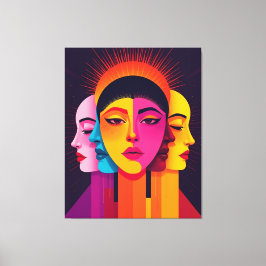 Lebendige abstrakte geometrische Köpfe Canvas Afdruk