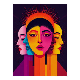 Lebendige abstrakte geometrische Köpfe Perfect Poster