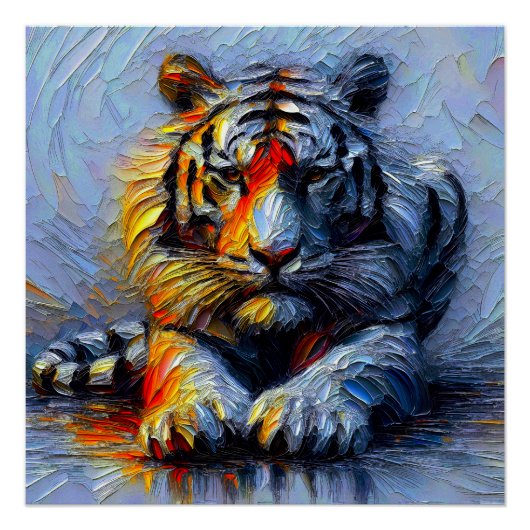 Lebendiger Pinselstrich - Liegender Tiger Perfect Poster (Voorkant)