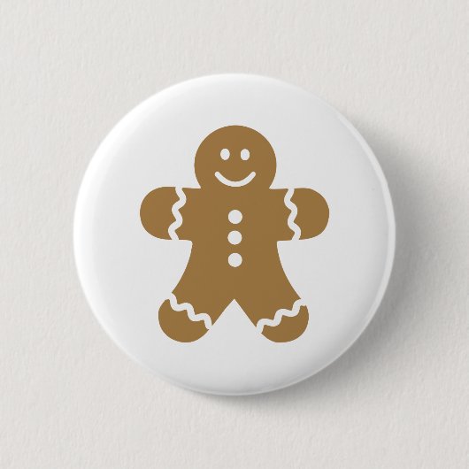 Lebkuchen man kerst ronde button 5,7 cm (Voorkant)