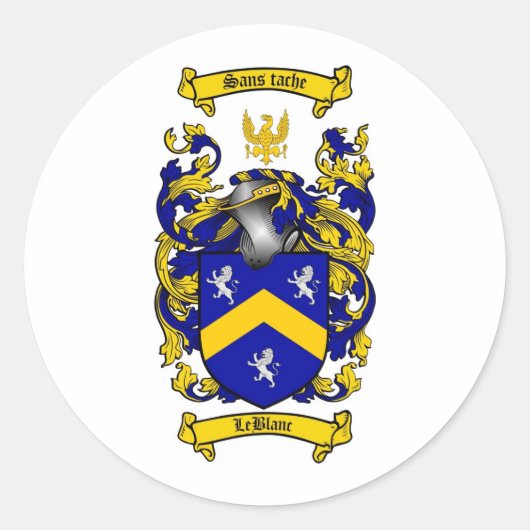LEBLANC FAMILY CREST - LEBLANC WAPEN RONDE STICKER (Voorkant)