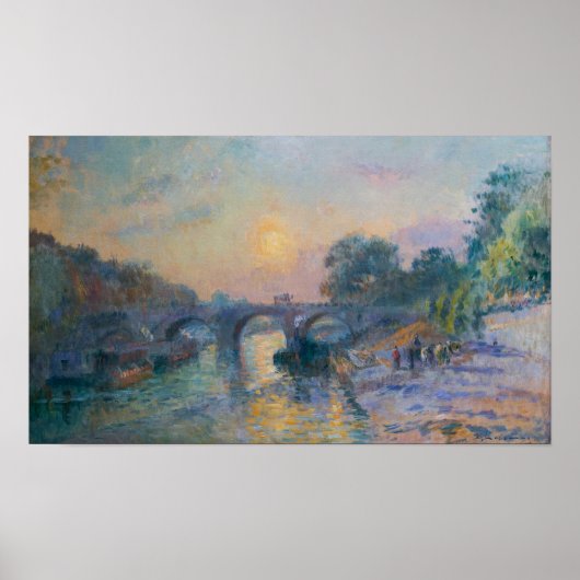 Lebourg - De Mariebrug bij zonsondergang Poster (Voorkant)