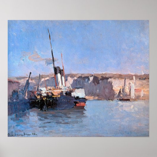Lebourg - Dieppe Stoom Amarre 1881 Poster (Voorkant)