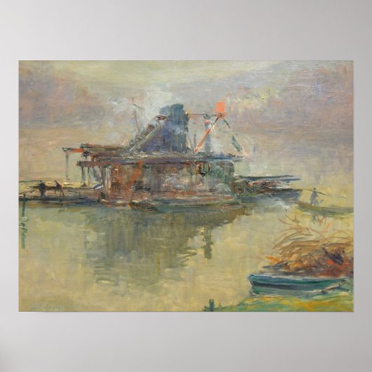 Lebourg - Dredger op de Seine bij Rouen Poster (Voorkant)