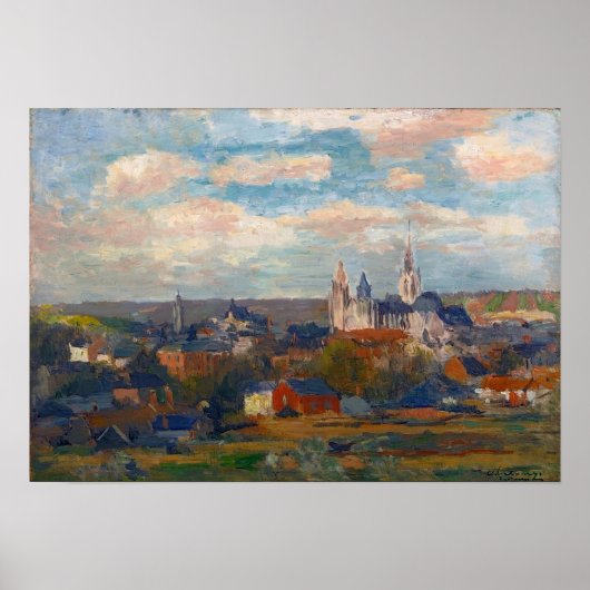 Lebourg - Gezicht op Evreux Notre Dame Parijs 1897 Poster (Voorkant)