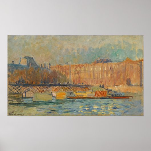 Lebourg - Het Louvre en de Pont des Arts Poster (Voorkant)