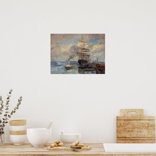 Lebourg - in de haven van Rouen Poster (Keuken)