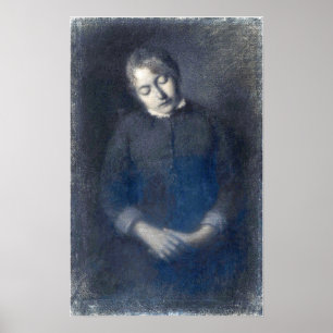 Lebourg - Portret van de slapende vrouw van de kun Poster