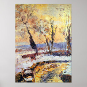 Lebourg - Sneeuw bij zonsondergang Poster