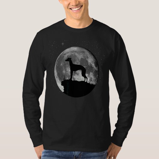 Lebrel Español Italiaanse Greyhound Dog Moon T-shirt (Voorkant)