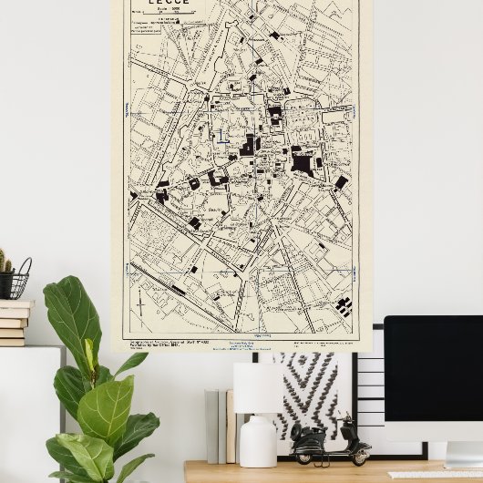 Lecce Italië Map (1943) Poster (Thuiskantoor)