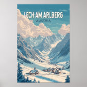 Lech am Arlberg Oostenrijk Illustratie Reizen Kuns Poster (Voorkant)