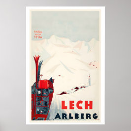 Lech am Arlberg Oostenrijk Vintage Ski Poster