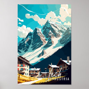 Lech Austria Art vintage reisillustratie Poster