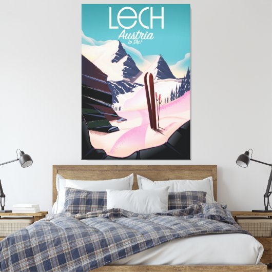 Lech Austria Ski poster. Canvas Afdruk (Insitu (Slaapkamer))