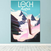 Lech Austria Ski poster. Canvas Afdruk (Insitu (Houten vloer))