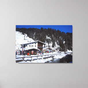 Lech Austria Winter Holiday Card Canvas Afdruk