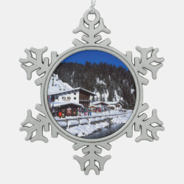 Lech Austria Winter Holiday Card Poster Foto Bloc Tin Sneeuwvlok Ornament