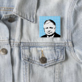 Lech Kaczynski Vierkante Button 5,1 Cm (In situ)