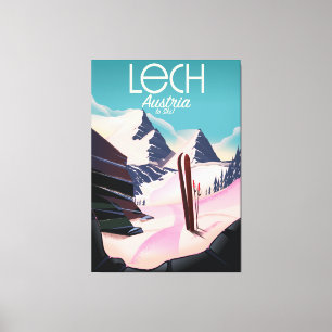 Lech Oostenrijk Ski-poster. Canvas Afdruk
