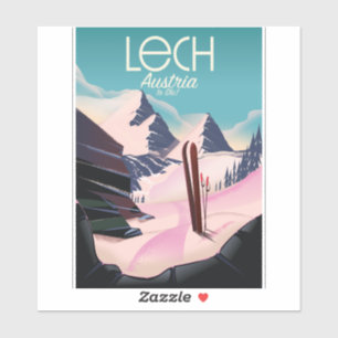 Lech Oostenrijk Ski-poster. Sticker