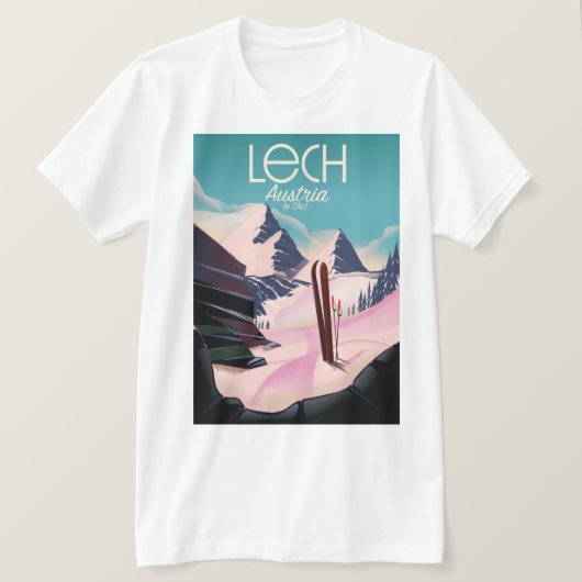 Lech Oostenrijk Ski-poster. T-shirt (Design voorkant)