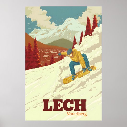 Lech Sneeuwboarden Reisposter Poster (Voorkant)