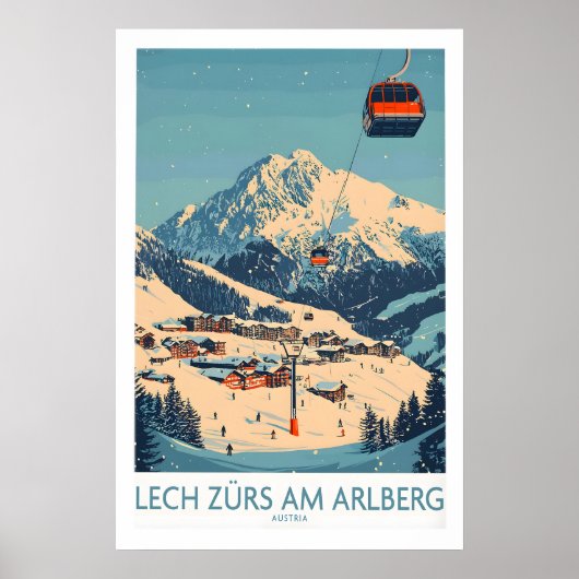 Lech Zürs am Arlberg Ski Muur Kunst Poster 1 (Voorkant)