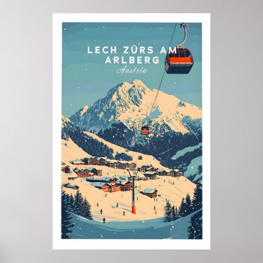 Lech Zürs am Arlberg Ski Muur Kunst Print 1 (Voorkant)