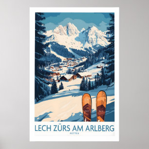 Lech Zürs am Arlberg Ski Muur Kunst Ski Poster 1