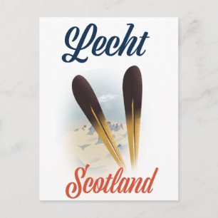 Lecht Schotland Ski-poster reiskunst Briefkaart