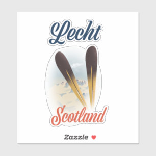 Lecht Schotland Ski-poster reiskunst Sticker