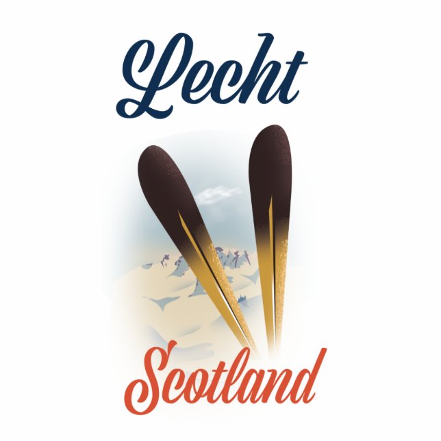 Lecht Scotland Ski poster reiskunst Fotobeeldje Sleutelhanger (Voorkant)