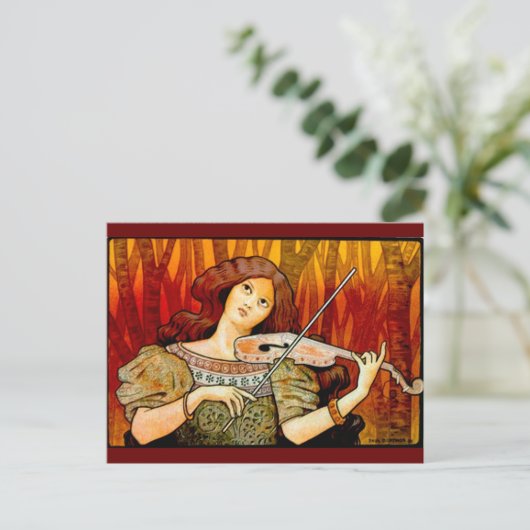 Lecons Music Violin Vintage Poster Briefkaart (Staand voorkant)