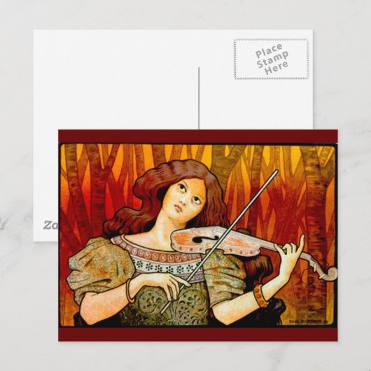 Lecons Music Violin Vintage Poster Briefkaart (Voorkant / Achterkant)