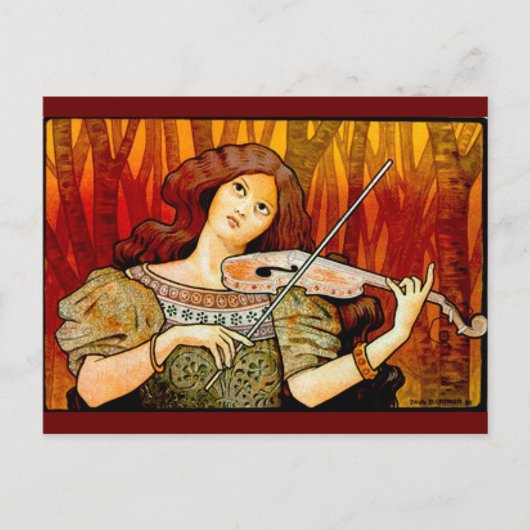 Lecons Music Violin Vintage Poster Briefkaart (Voorkant)