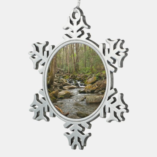 LeConte Creek in Great Smoky Mountains Tin Sneeuwvlok Ornament (Rechts)