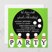 "Lectric Limoen Pin Party Bowling Birthday Party Kaart (Voorkant / Achterkant)