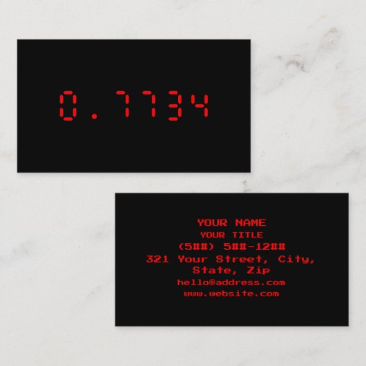 LED Calculator Hello | 0.7734 Visitekaartje (Voorkant / Achterkant)