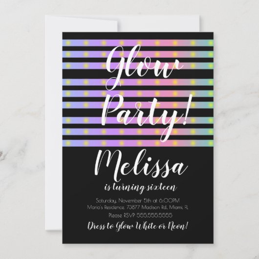 LED Gloeiende Crazy Neon Gloei in het Donker Feest Kaart (Voorkant)