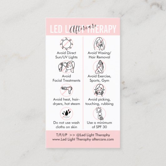 Led Light Therapy Aftercare Guides Visitekaartje (Achterkant)