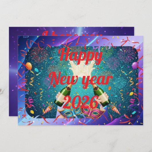 Led New year greeting Feestdagenkaart (Voorkant / Achterkant)