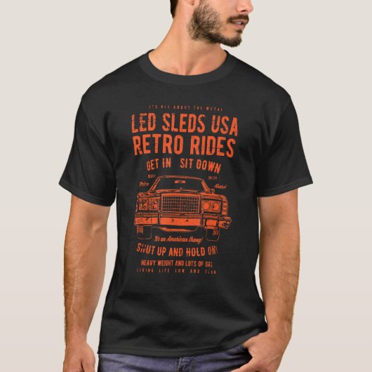 Led Sleds Automotive Nostalgia Distressed Retro Ca T-shirt (Voorkant)