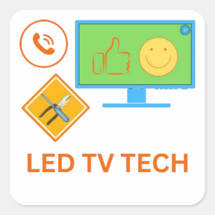 LED TV Tech Fitting Service Vierkante Sticker