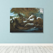 Leda and the Swan (zwarte krijt en w/c) Canvas Afdruk (Insitu (Houten vloer))