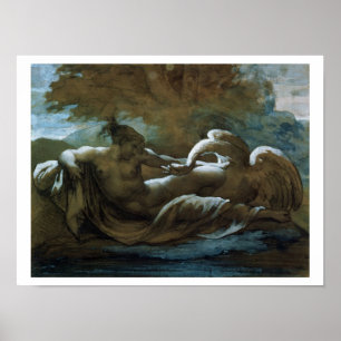 Leda and the Swan (zwarte krijt en w/c) Poster